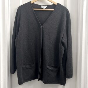 Volpato Virgin Wool Grey Knit Cardigan Sweater, IT size 50 US XL/XXL